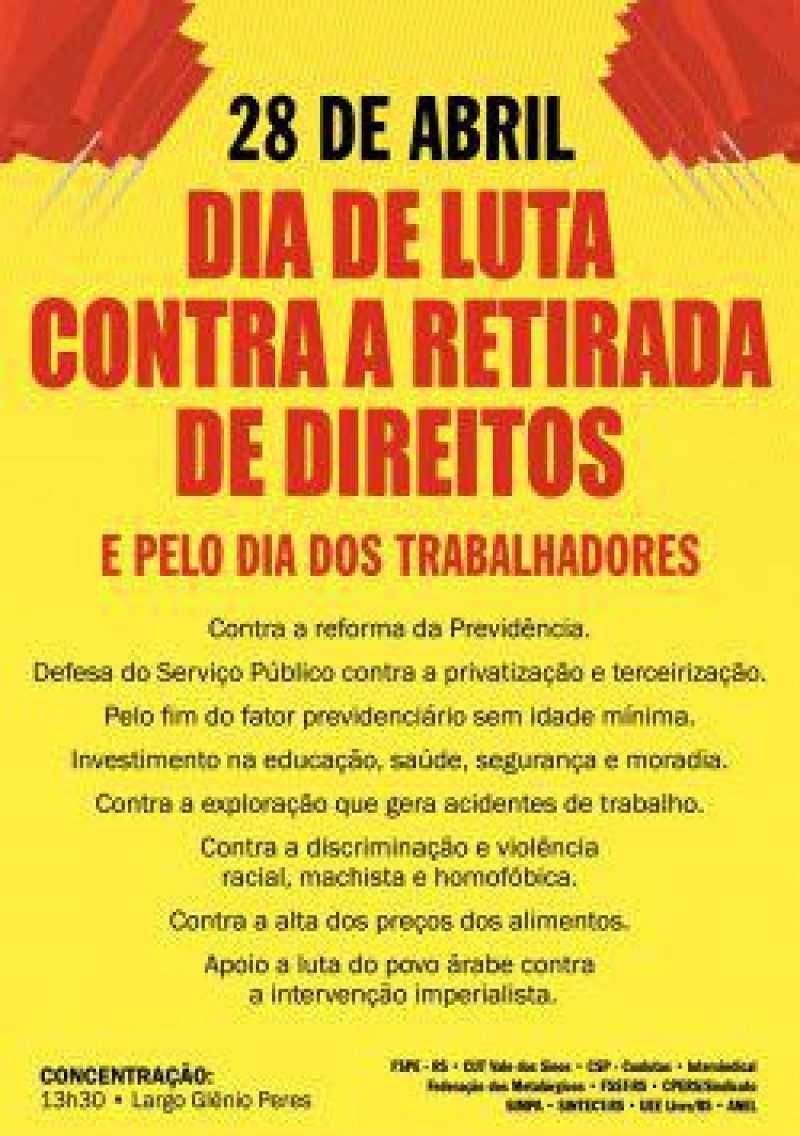 [28 de abril será um dia de luta]